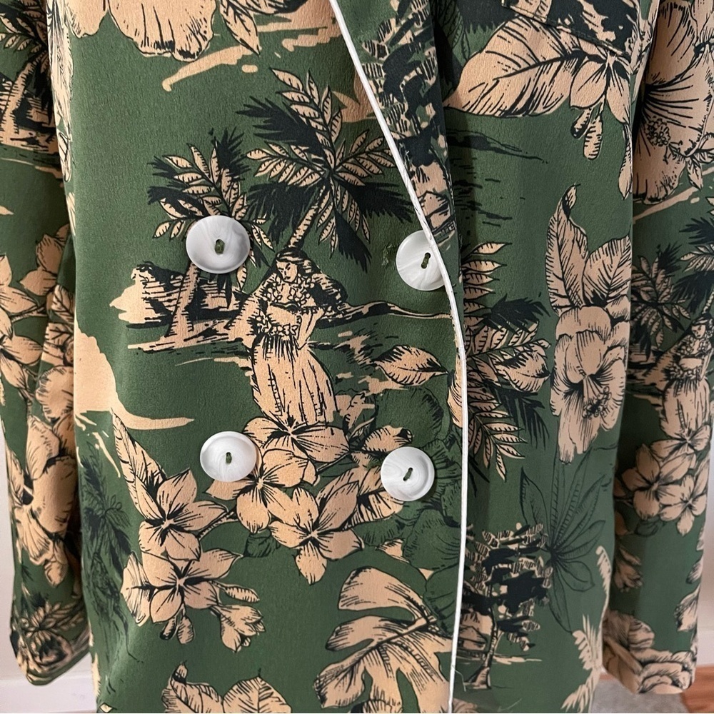 Topshop Green/Beige 4 Button Tropical Blazer - Picture 3 of 10